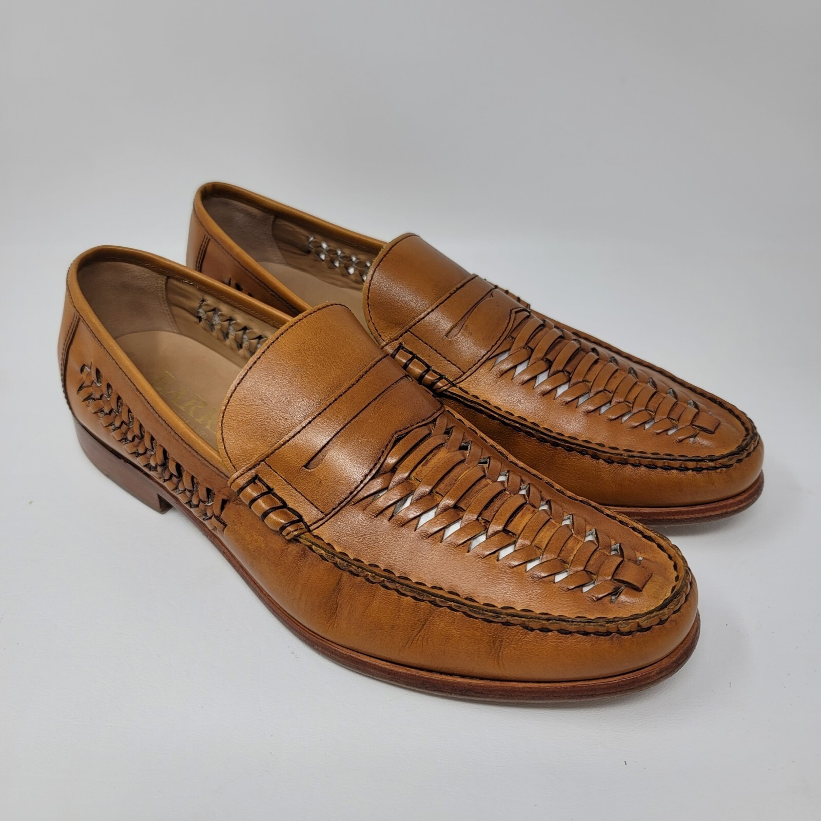 Barker Mens Penny Loafers Size 7 Tan Open Weave Casual Dress Shoes Jake